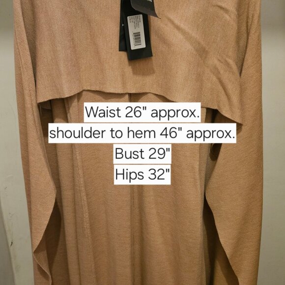 NWT Halston AMAL Dress XS Camel Merino Wool Authentic Designer Maxi Cape Sleeve - Picture 5 of 6